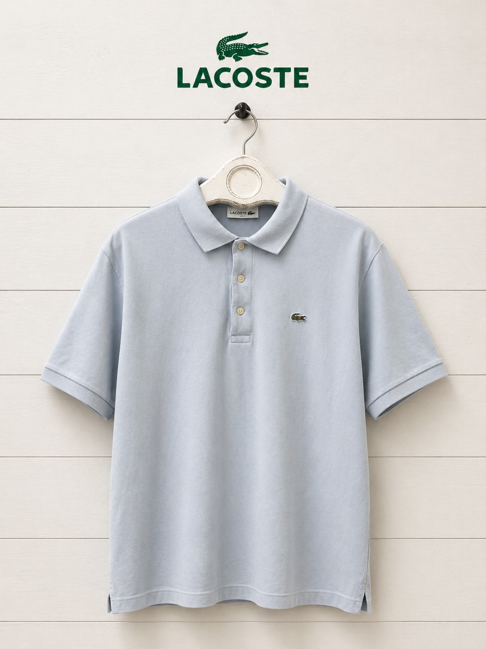 LACOSTE Light Blue Polo Shirt Size 8/3XL Slim Fit run Small